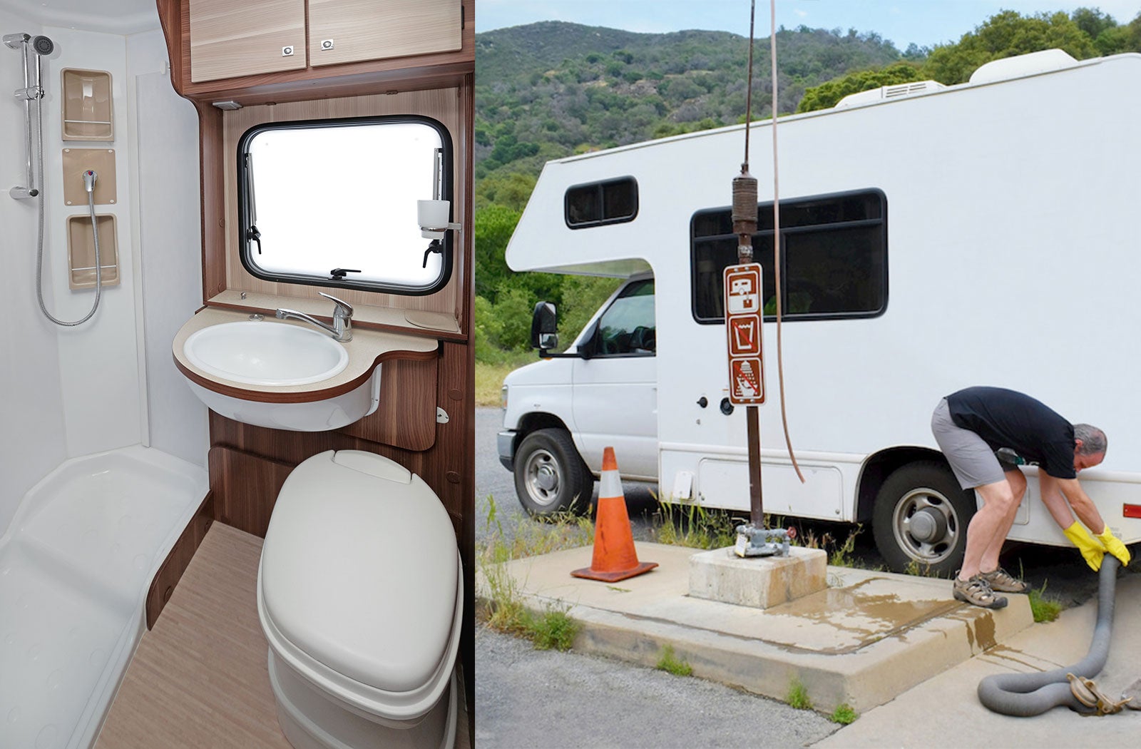 Portable RV/camper toilet and holding tank setup in Lawrenceville, Georgia